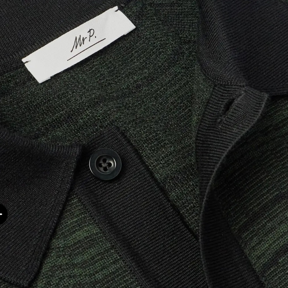 Mr P. Wool - Jacquard Green and Black Cardigan Sweater-Made in Italy - Picture 9 of 14